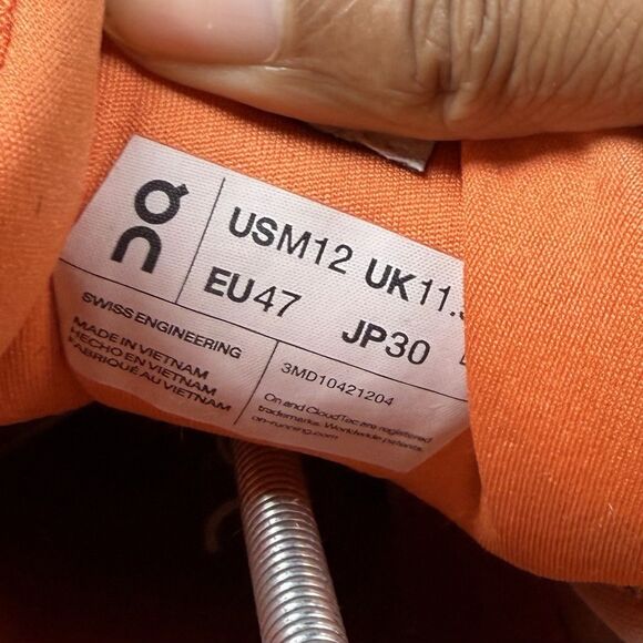 On Running Cloudsurfer Shoes Men's Sz 12 Orange Running Athletic Sneakers - Picture 6 of 6